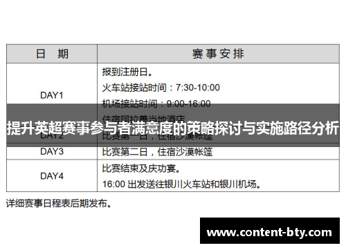 提升英超赛事参与者满意度的策略探讨与实施路径分析