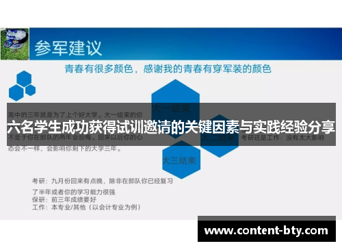 六名学生成功获得试训邀请的关键因素与实践经验分享