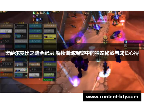 奥萨尔复出之路全纪录 解锁训练观察中的独家秘笈与成长心得